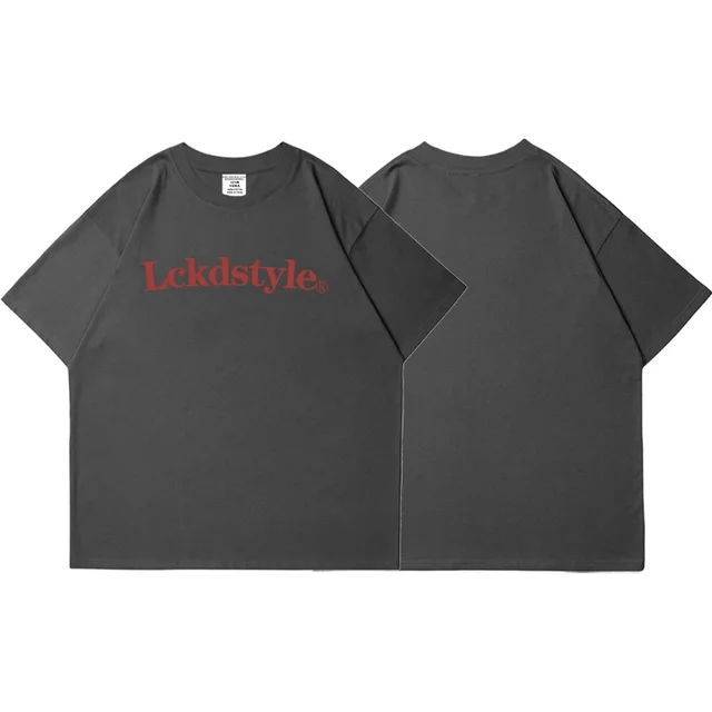 Original Letter Printed Heavy Cotton Short sleeved T shirt Dark Gray - Shop at LoveMi