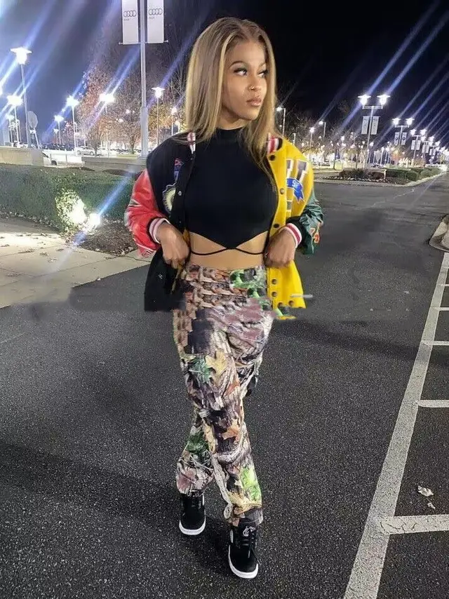 Loose Casual Workwear Pants With Leaf Print Pockets Leaf Print - Shop at LoveMi