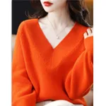 Autumn Fashion Loose Knitted Long Sleeves Fashion Loose Sweater - Orange