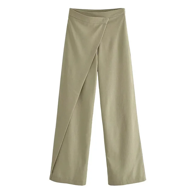 Women's Fashion Casual All match Linen Blended Wrapping Towel Pants Army Green - Shop at LoveMi