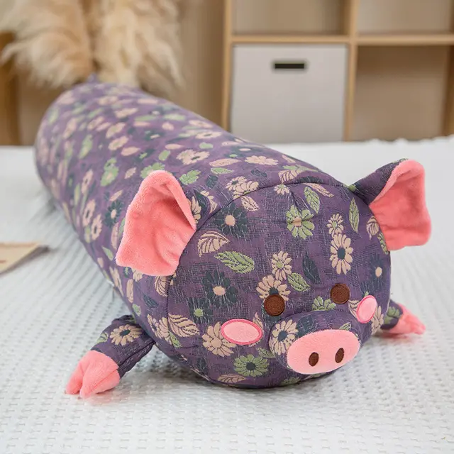 Three layer Gauze Removable And Washable Multifunctional Pig shaped Throw Pillow Doll Purple Pig - Shop at LoveMi