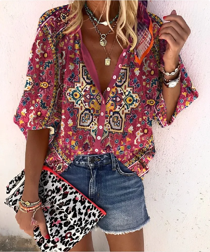 3d Flower Printed Long sleeved Top Female Style 3 6Xl - Shop at LoveMi