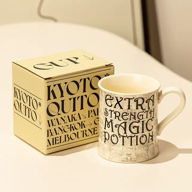 Good looking Ceramic Couple Water Cup Vintage Gift For Girls Breakfast Coffee Mug Black Letter Color Box Package - Shop at LoveMi