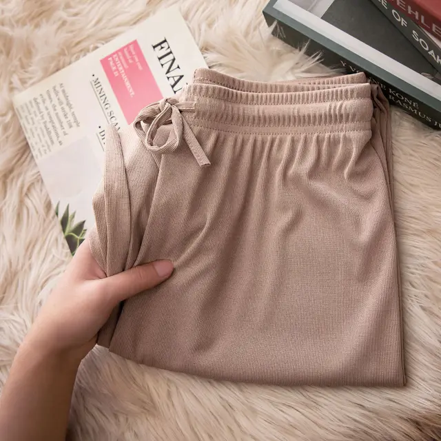 Ice Silk Wide leg Pants Women's Casual Pants Khaki - Shop at LoveMi