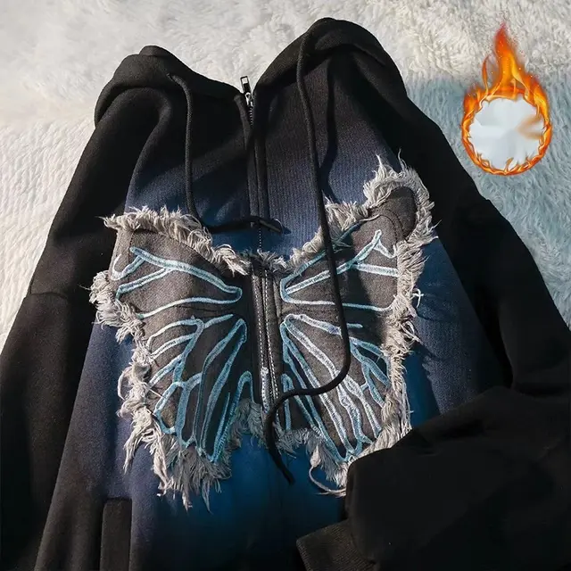Gradient Fashion Trendy Sweater Women's Hooded Jacket Black - Shop at LoveMi