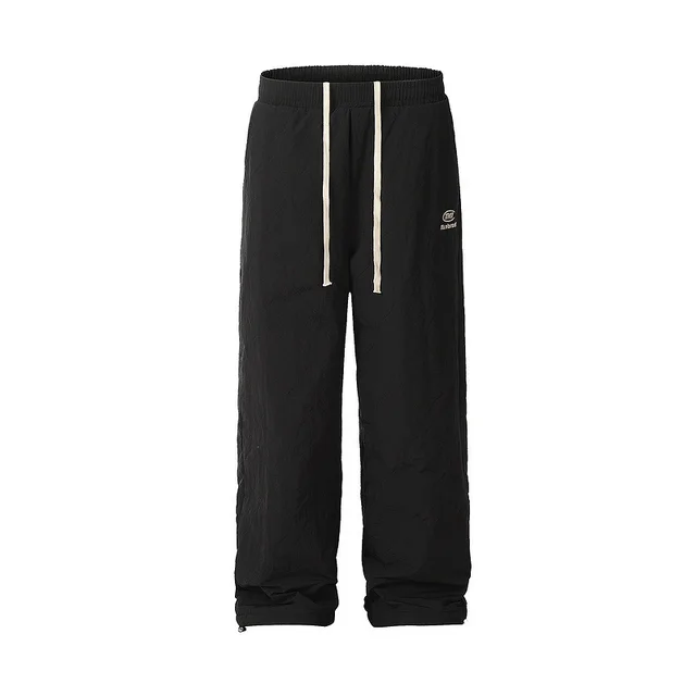 Men's And Women's Elastic Waist Drawstring Winter Casual Pants Black - Shop at LoveMi
