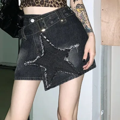 Women's American style Retro XINGX Embroidered Denim Skirt Picture Color - Shop at LoveMi