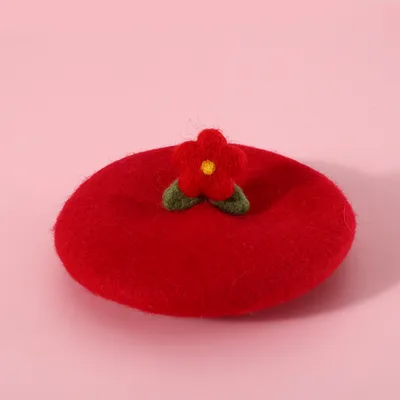 Pet Cat Dog Wool Felt Flower Hat Red Little Flower Hat - Shop at LoveMi