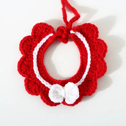 Pet Cat Muppet Dog Bell Necklet Set Red Knitted Bib M - Shop at LoveMi