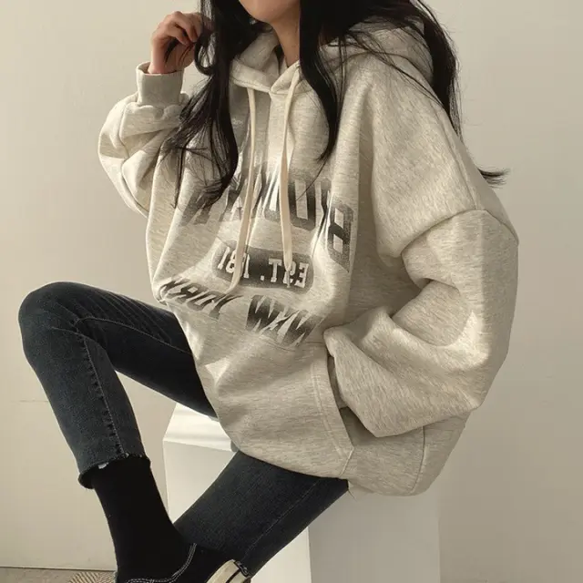 Women's Autumn And Winter Thickening Fleece Padded Coat Letter Hooded Sweater 85 Velvet - Shop at LoveMi