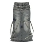 Asian Culture Y2g Retro Denim Skirt For Women - Blue