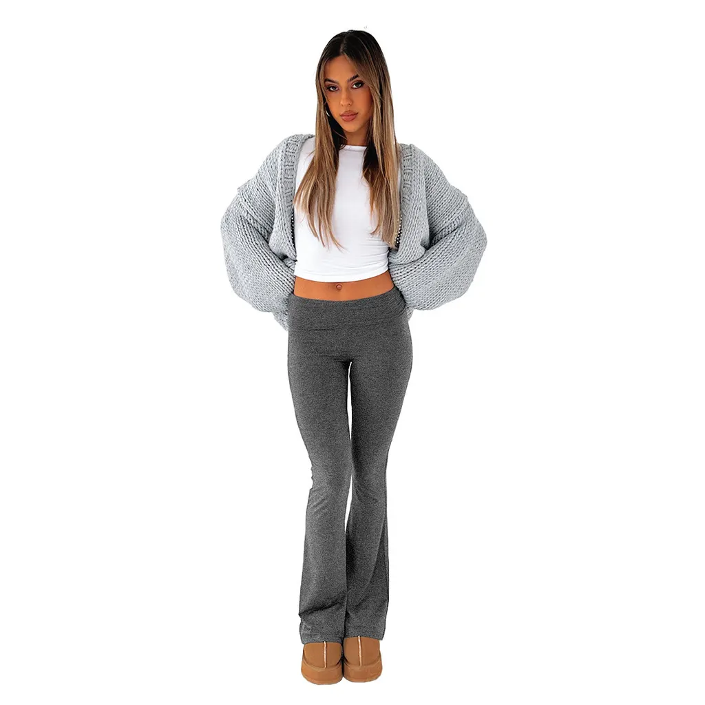 Women's Fashion Low Waist Bell-bottom Pants - Dark Gray