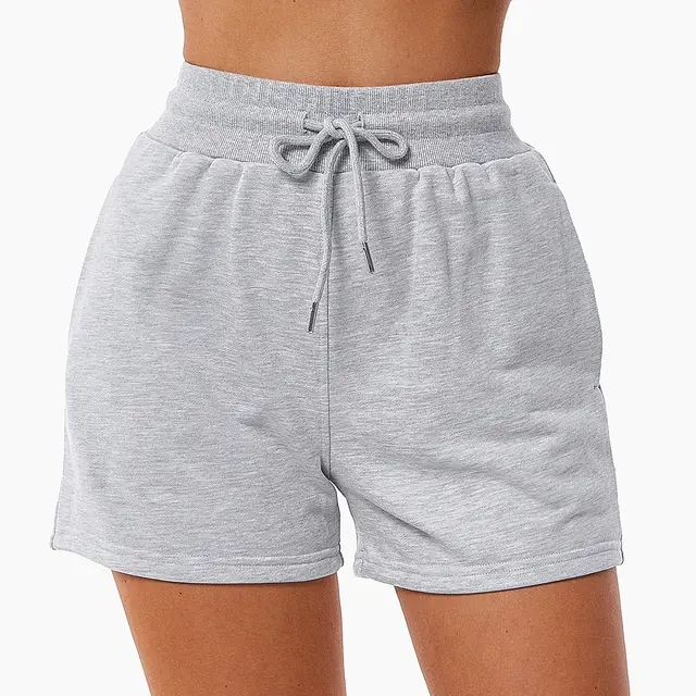 Drawstring Loose Sports Shorts For Women Shallow Flower Ash - Shop at LoveMi