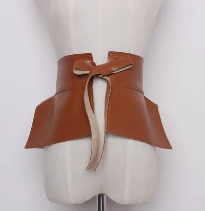 Simple Extra Wide Leather Belt Waist Slimming Camel - Shop at LoveMi