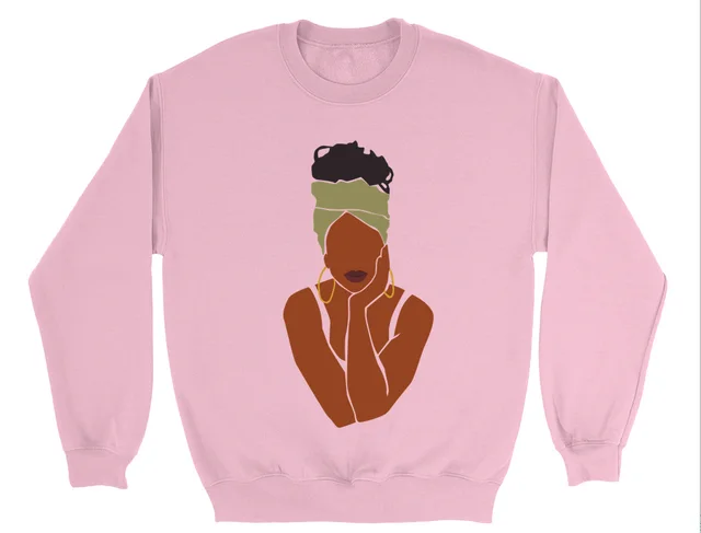 European And American Cartoon Printed Round neck Sweater Pink - Shop at LoveMi
