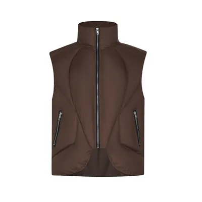 Function Vest Coat Stand Collar Design Structure Thermal Winter Cotton Dress Brown - Shop at LoveMi