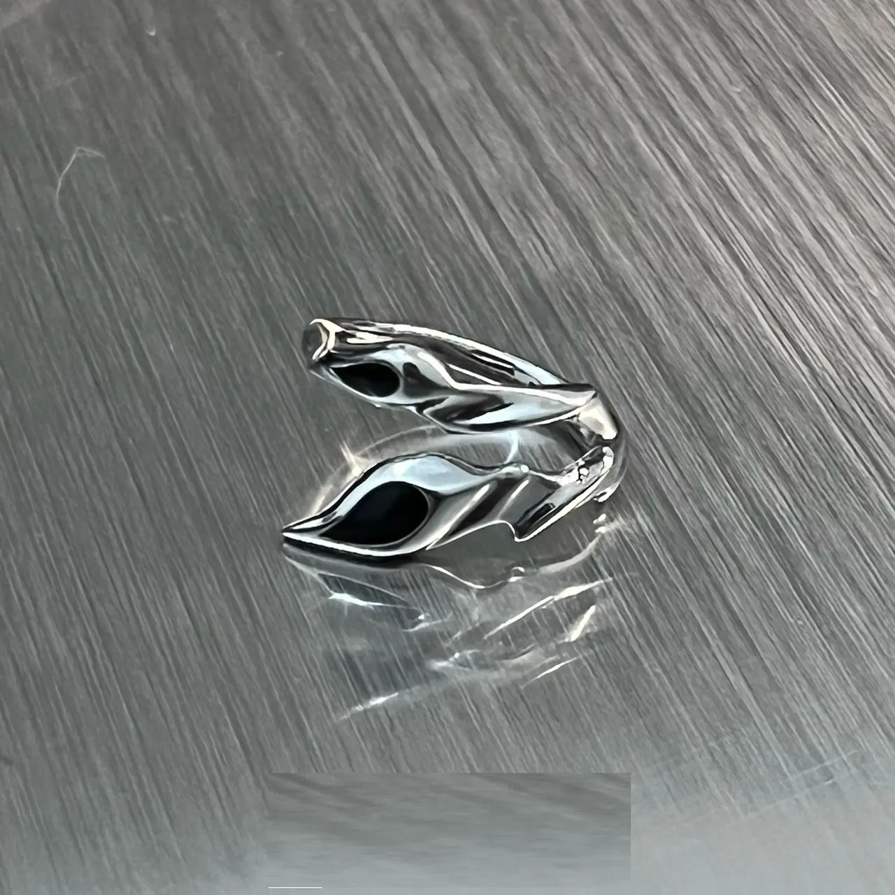 Irregular Shaped Black Onyx Metal Ring Street Tide Special-interest Design High Sense Men And Women - Type B