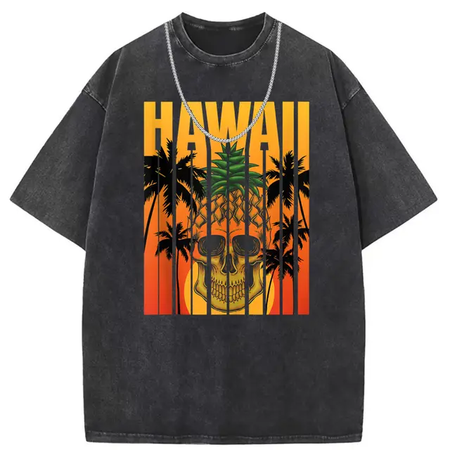 Women's Washed Old American Street Short sleeved T shirt Style2 - Shop at LoveMi