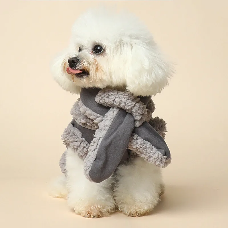 Winter Warm Vest Cat Scarf Pet Clothes Gray Vest Scarf - Shop at LoveMi