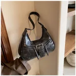 Women's One-shoulder Niche Original Design New Autumn And Winter Maillard Style Underarm Bag - Black