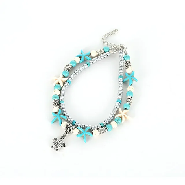 Beach Starfish Pearl Vintage Turtle Wave Handmade Foot Ornaments 01 Turtle Style 4233 - Shop at LoveMi