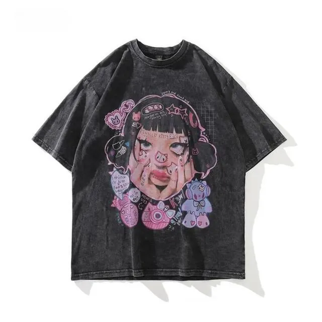 Retro Washed Distressed Loose Casual Heavy Cotton Short Sleeve 0821 Models - Shop at LoveMi