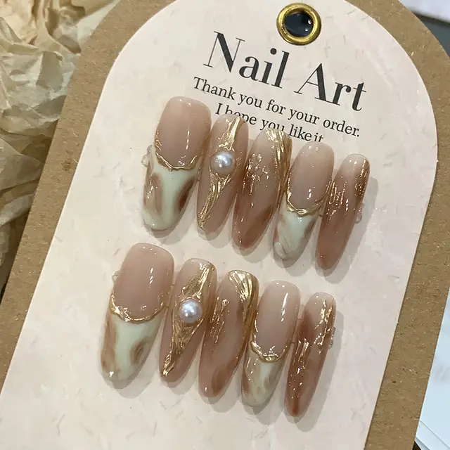 Light Luxury Handmade Golden Edge French Maillard Handmade Wear Nail Tip As Shown In The Figure - Shop at LoveMi