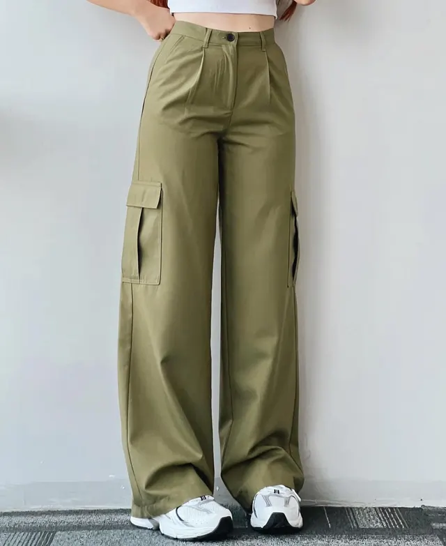 Women's Fashionable All matching Three dimensional Jeans Olive - Shop at LoveMi