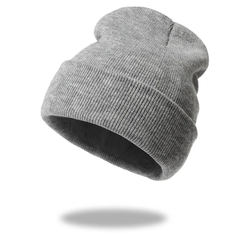 Women's Keep Warm Pure Color Knitted Hat - Gray