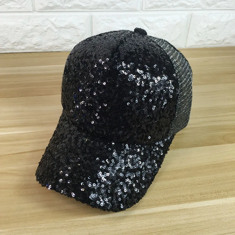 Women's Summer Sunshade Sequined Baseball Cap Black - Shop at LoveMi