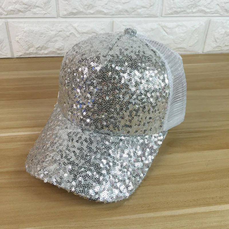 Women's Summer Sunshade Sequined Baseball Cap Silver - Shop at LoveMi