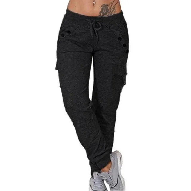 Loose Sports Style Casual Drawstring Skinny Pants Black - Shop at LoveMi
