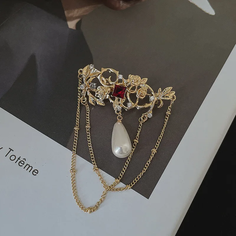 Special interest Design Chain Tassel Pin Water Drop Pearl Accessories Gold Plated - Shop at LoveMi