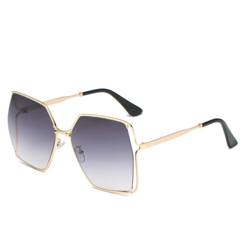 Fashion Large Frame Women's Fashion Gradient Sunglasses - Gold Frame Gradient Gray