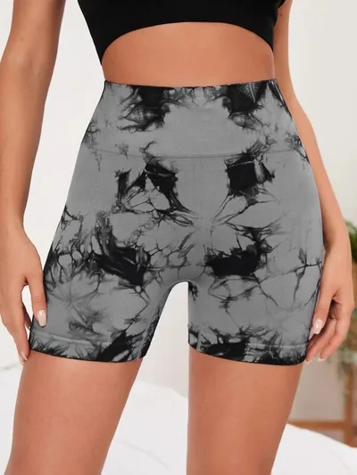 Seamless High Waist High Elastic Tie dye Sports Tights Hip Lifting And Floating Belly Contracting Peach Yoga Pants Dark Gray - Shop at LoveMi