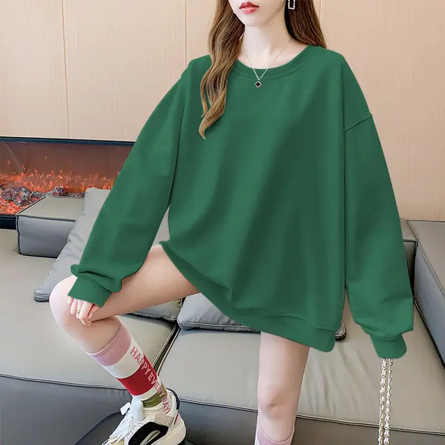 Women's Solid Color Round Neck Plus Size Loose Sweater Light Gray - Shop at LoveMi