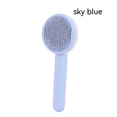 Round Head Self cleaning Massage Pet Comb Sky Blue - Shop at LoveMi