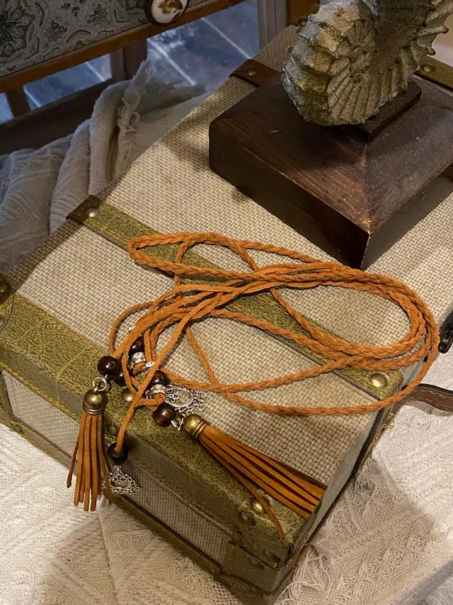 Woven Slim Waistband Versatile Waist Chain Camel Color - Shop at LoveMi