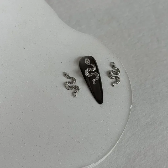 Metal Simulated Snakes Nail Ornament Fine Lines Small Size Snake Silver - Shop at LoveMi