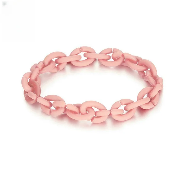Multi color Silicone Acrylic Stitching Diy Bracelet Accessories Simple Puzzle Ornament Bracelet Pink - Shop at LoveMi