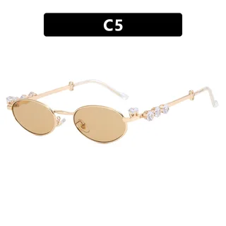 Diamond Oval Metal Optical Frame - Gold Frame Dried