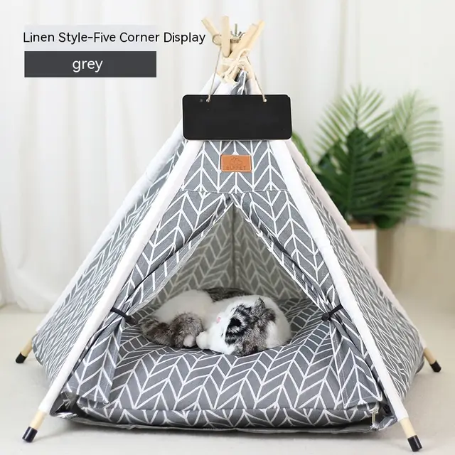 Pet Tent Cat House Removable And Washable Kennel Cat Villa Semi enclosed Insulation Cat Nest Foldable Cat Tents Style G - Shop at LoveMi
