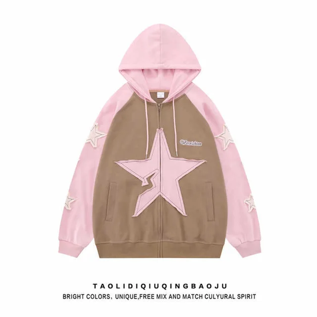 Women's Patchwork Korean Loose Jacket W09 Pink - Shop at LoveMi