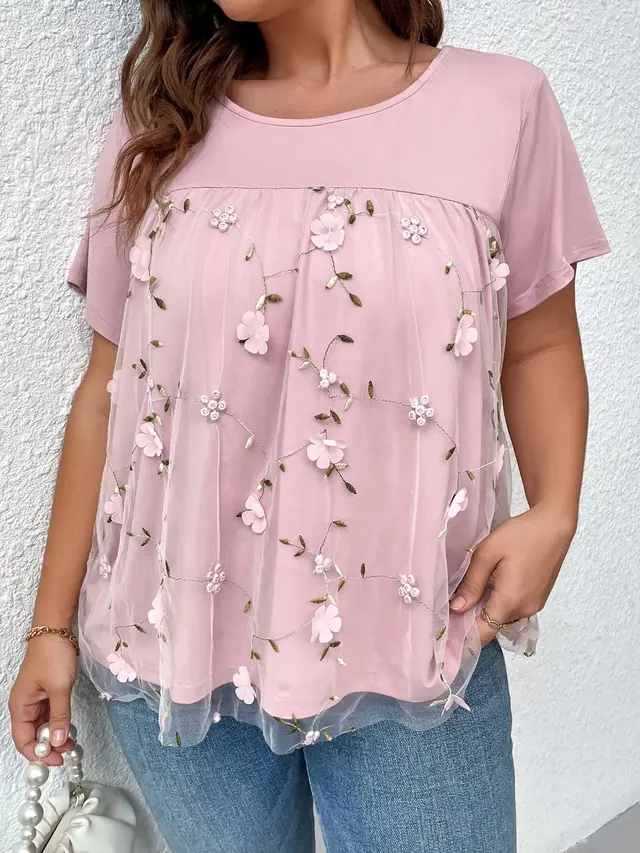 Women's Lace Lace Stitching Coat T shirt Pink - Shop at LoveMi