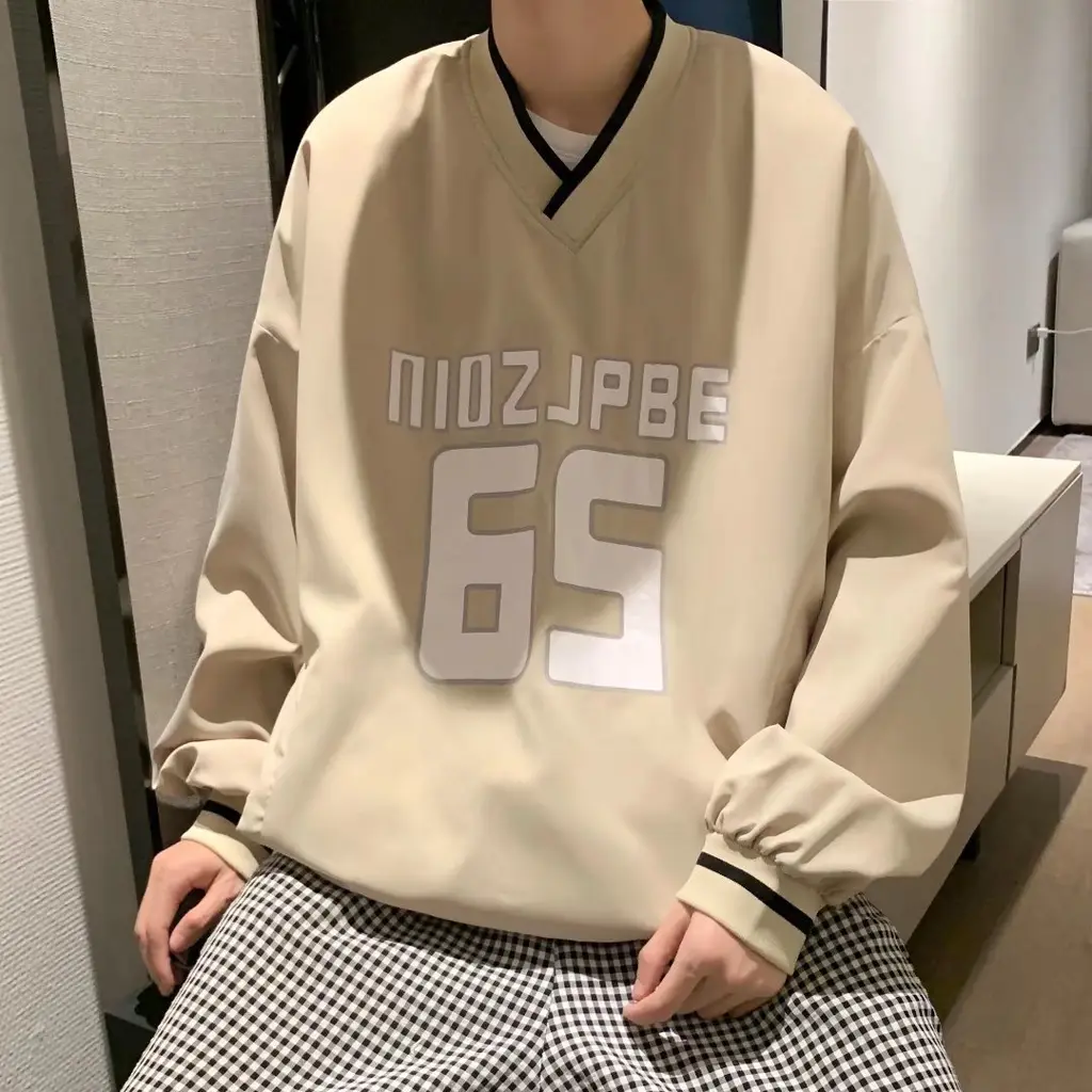 V-neck Baseball Sweater Women's Fashion Shell Jacket - Gray