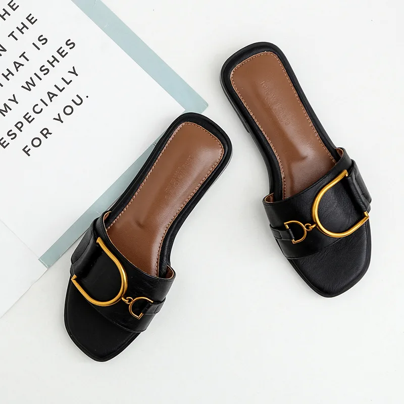 Women's Summer New Fashion All matching Leisure Sandals Flat Shoes Black - Shop at LoveMi