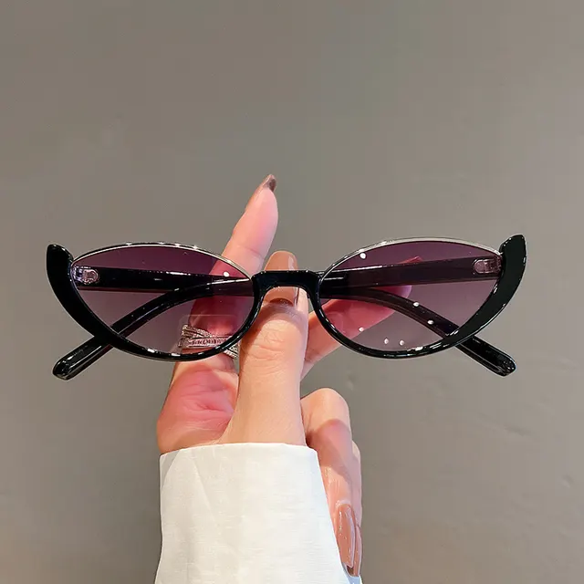 Cat Eye Sunglasses Women European And American Fashion Trending Black Frame Gradually Purple - Shop at LoveMi