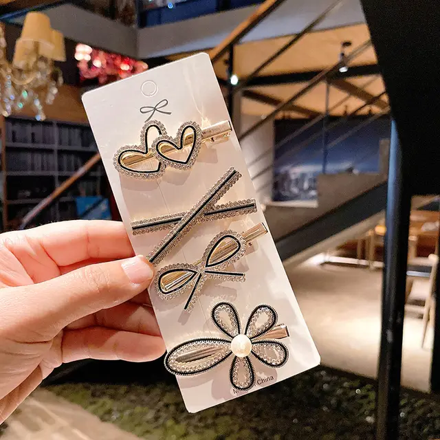 Classic Style Headdress Fringe Clip Side Barrettes Double Love 4 Piece Set - Shop at LoveMi