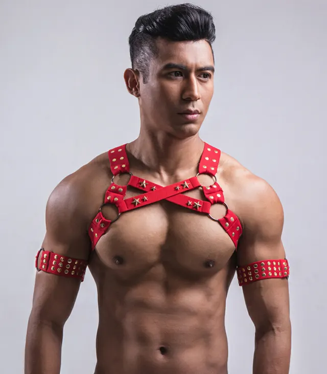 Dance Performance Decoration Suspender, Vest, Shoulder Strap Red - Shop at LoveMi