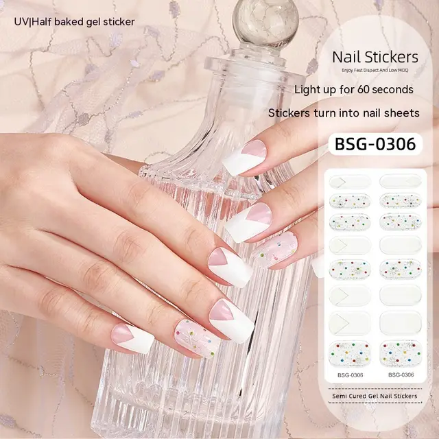Gel Nail Art Sticker Christmas Semi curing Nail Sticker Bsg0306 - Shop at LoveMi